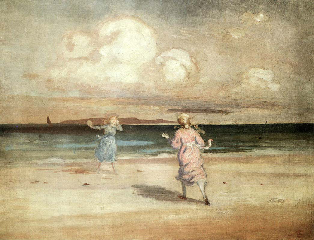 Girls Playing by the Seashore